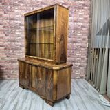 Streamlined Art Deco Walnut Display Cabinet / Sideboard – 1930s / 1940s