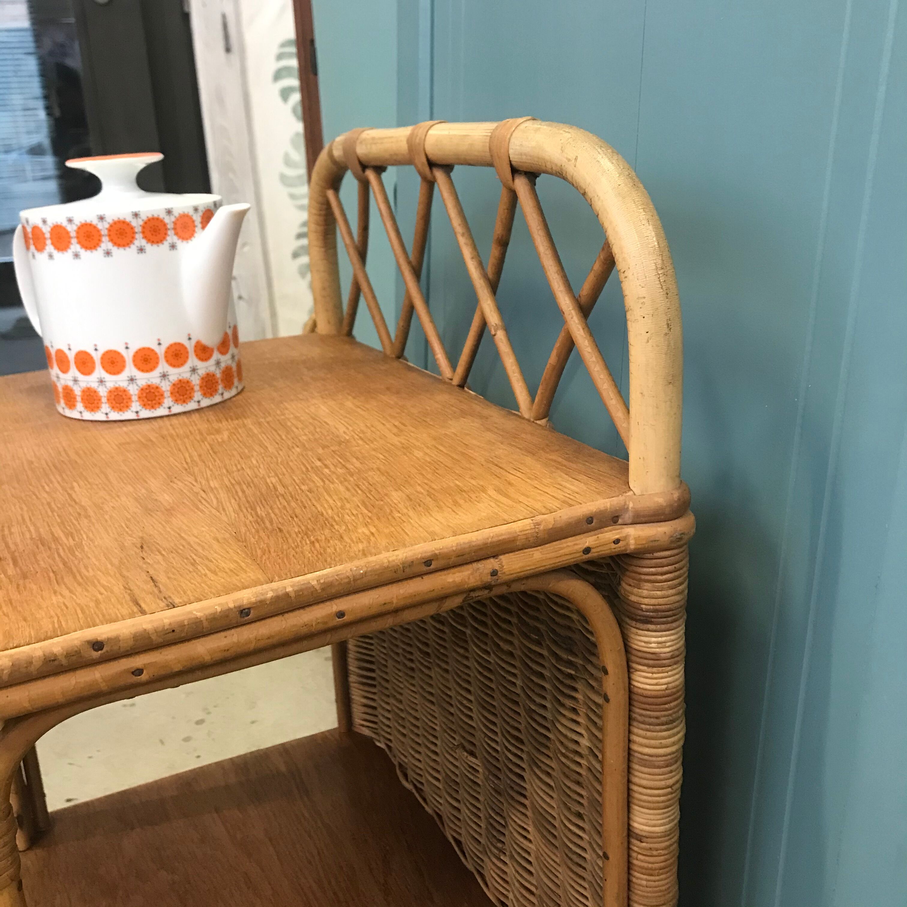 Bamboo and rattan bedside table