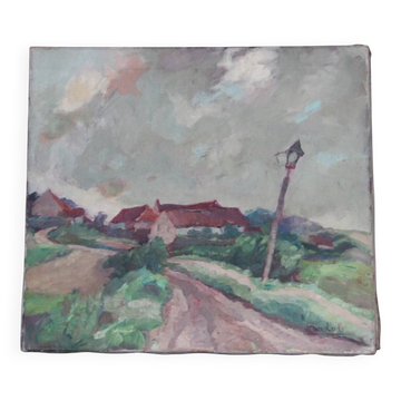 Huile sur toile Chemin dans la campagne