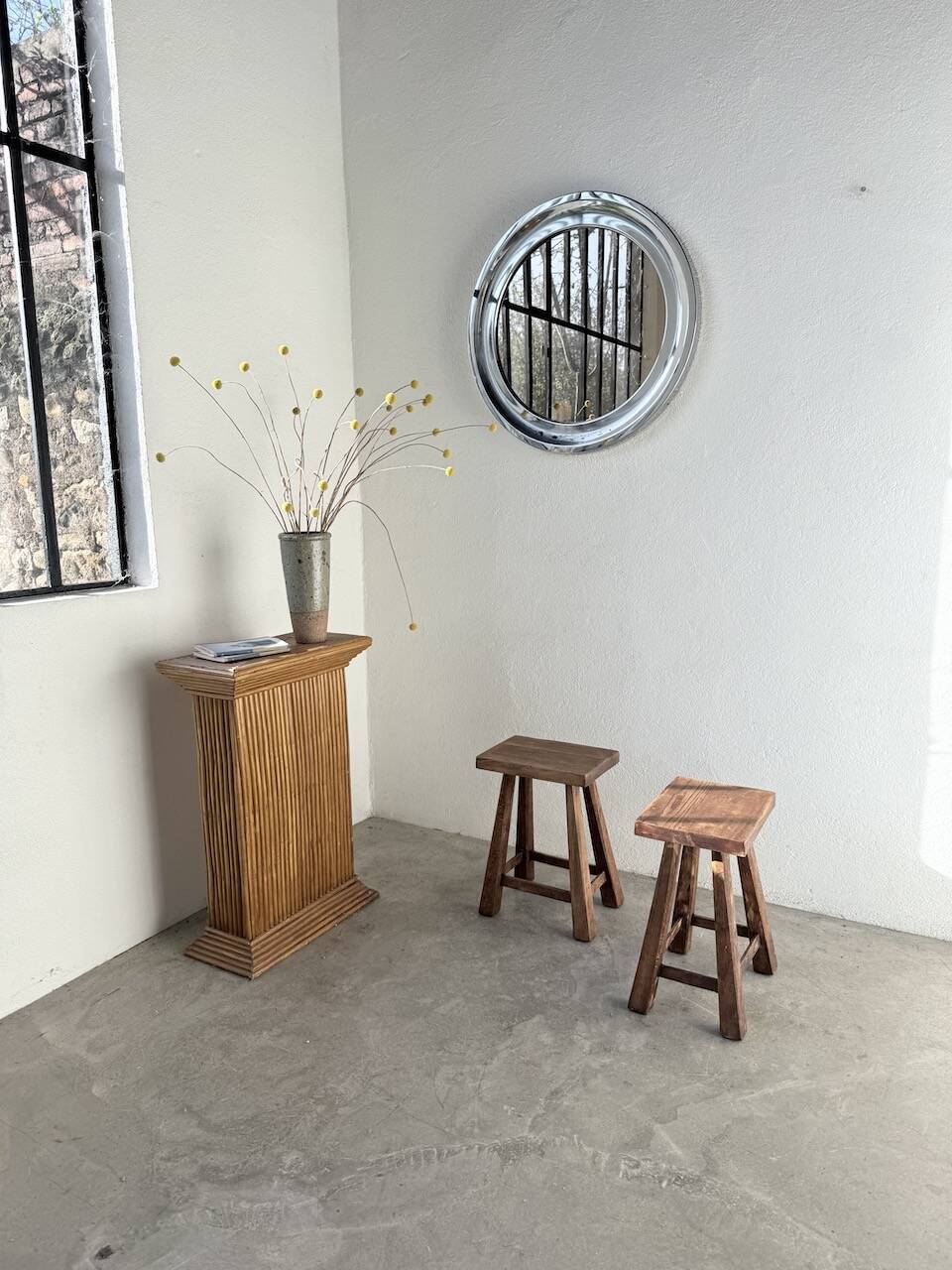 Pair of oak stools from the 1960s.
