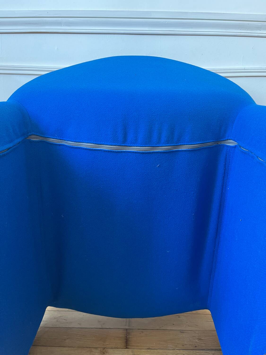 Vintage blue wool armchair