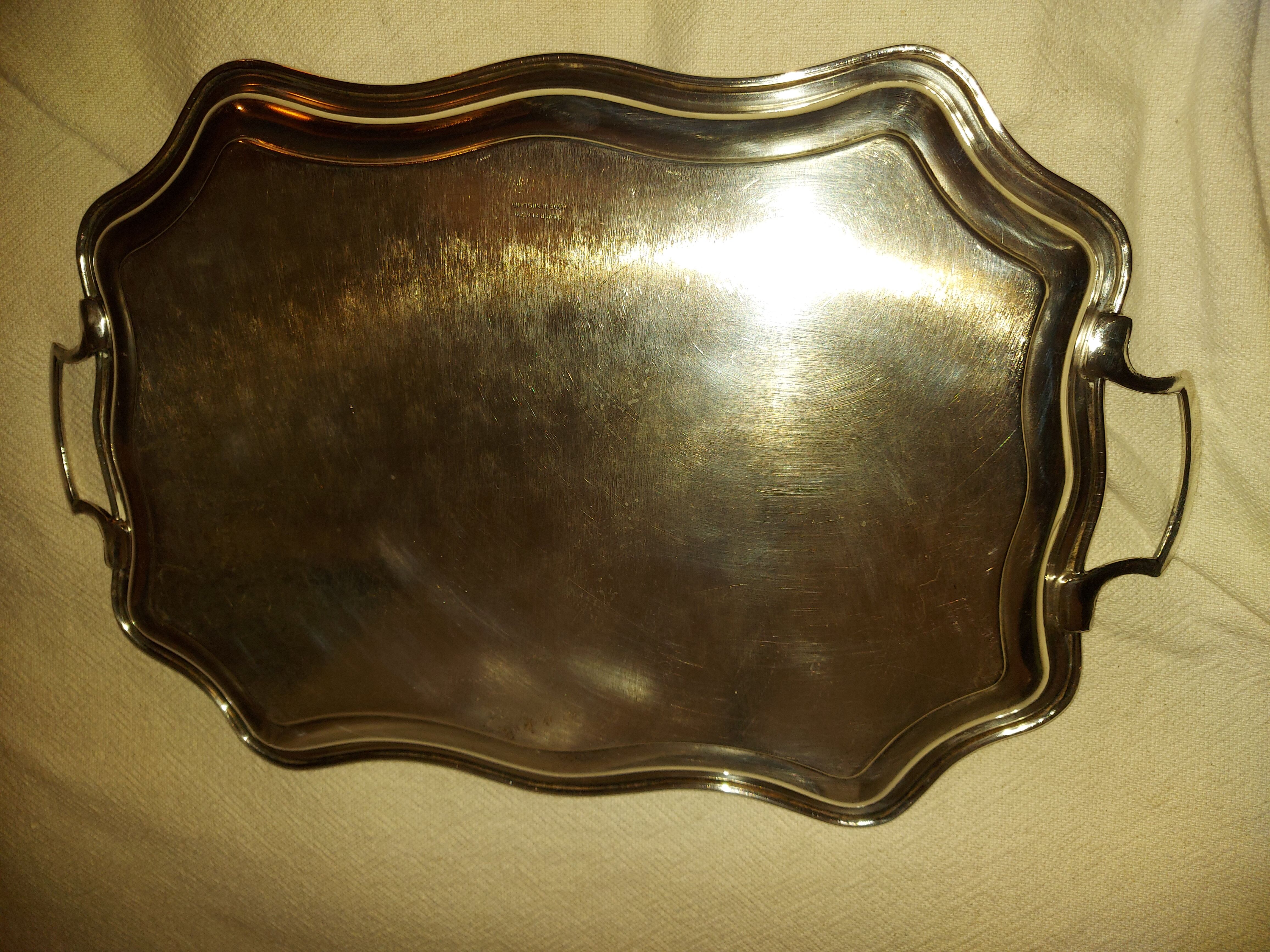 Large english silver metal tray