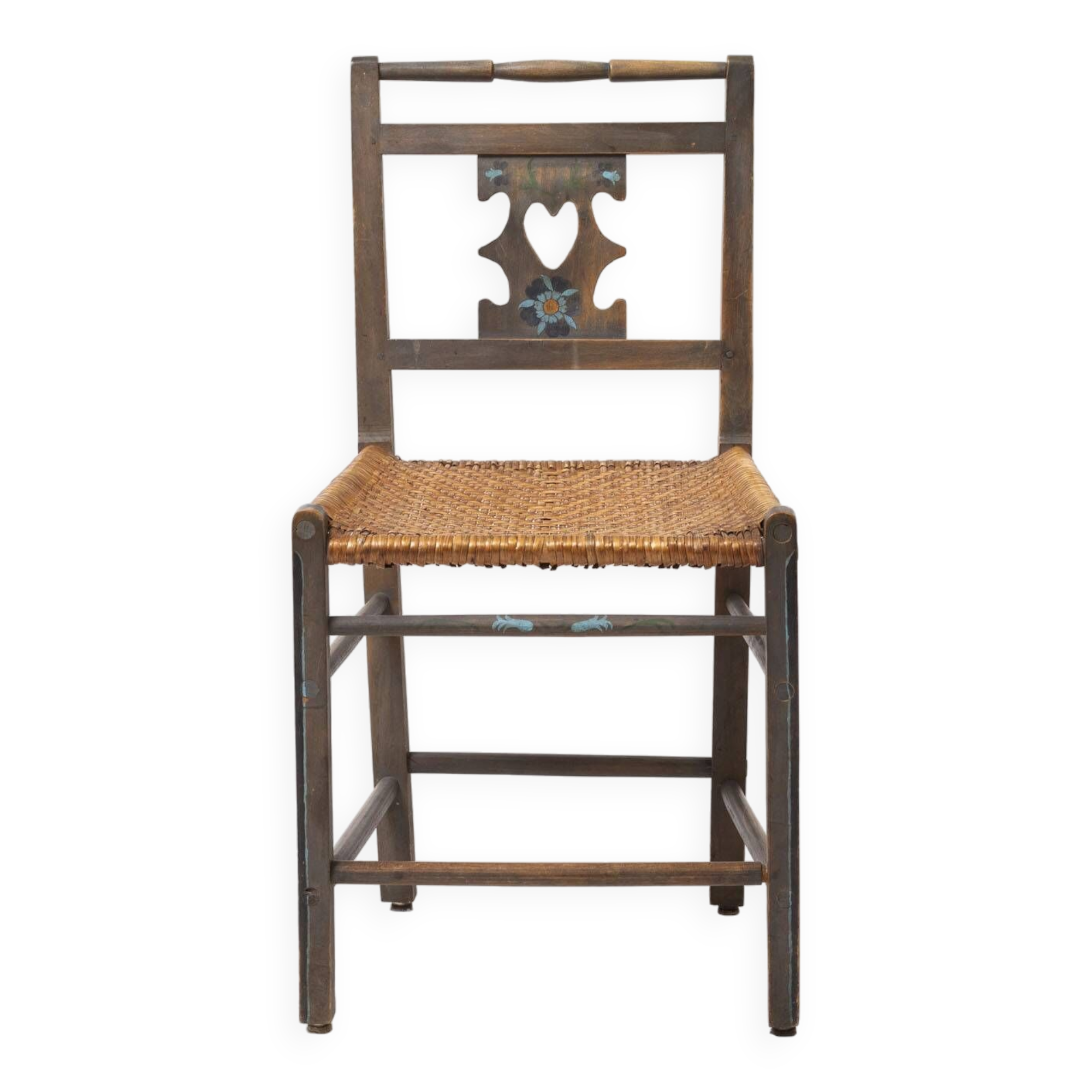 Chaise folk en osier produite par SP Pniewo, Pologne, années 1960