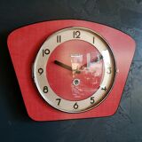 Vintage formica clock silent wall clock "Bayard red"