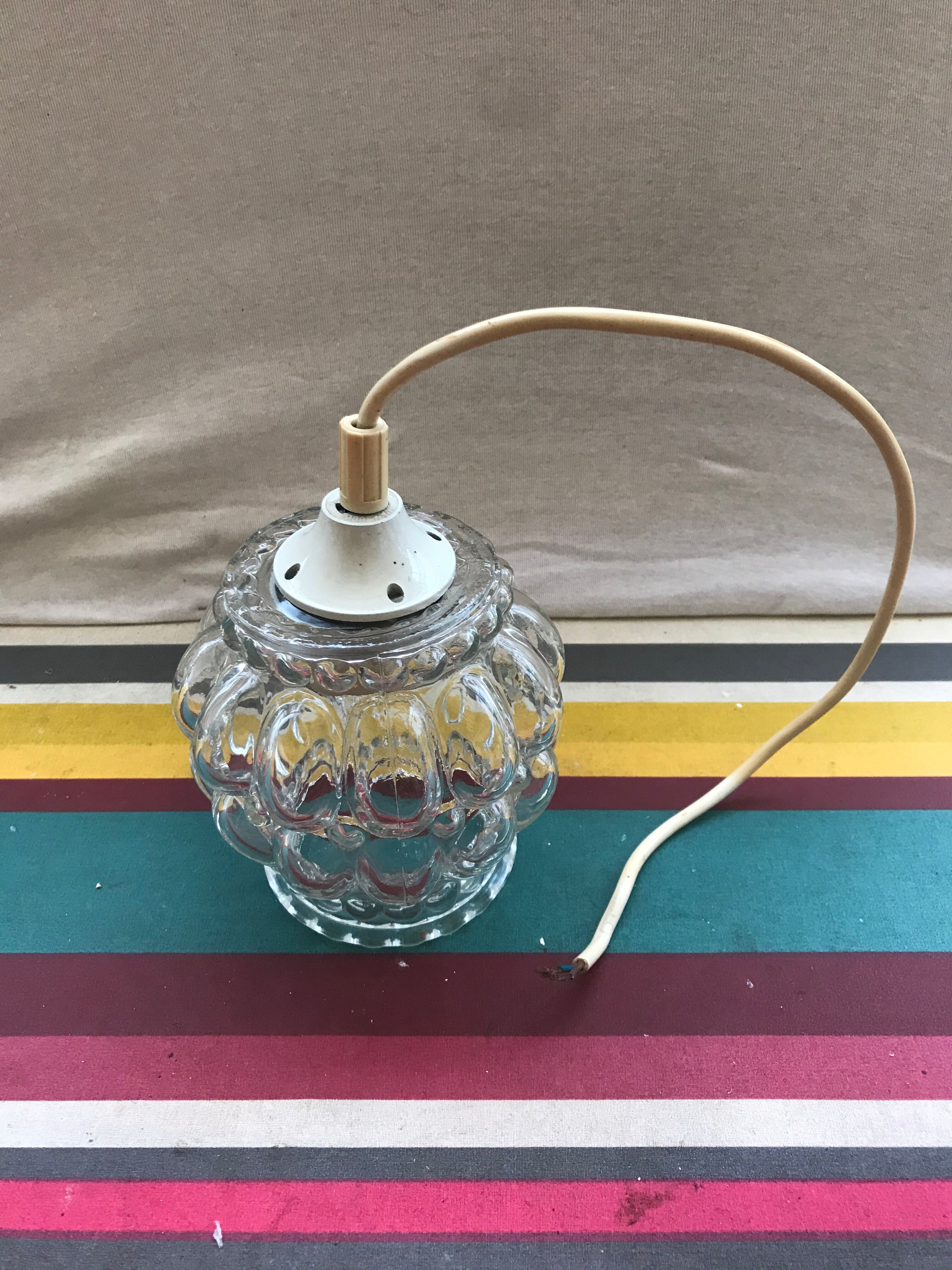 Old glass pendant light, 70s