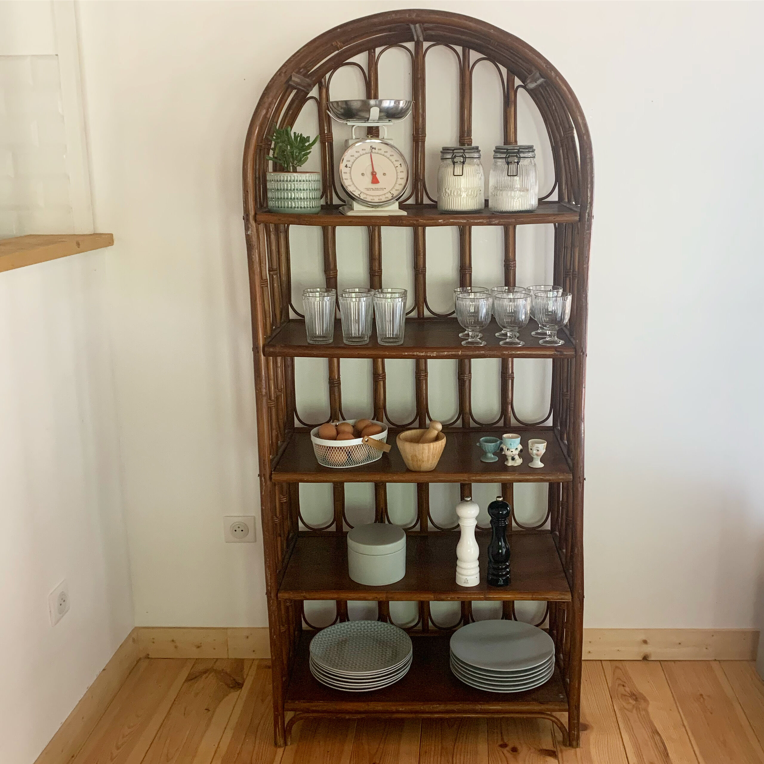 Vintage rattan bookcase