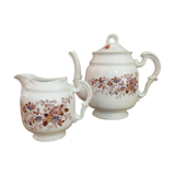 Teapot and its vintage porcelain milk jar