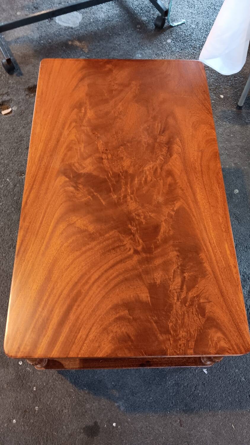 Coffee table / side table in mahogany with a rattan shelf.