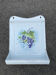 Old utensil holder in enamelled sheet metal grape decoration
