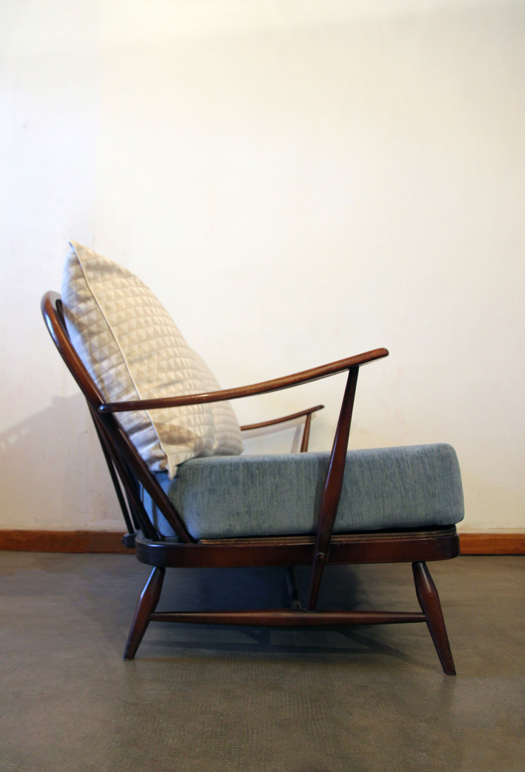 Ercol blue pastel sofa