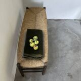 Oak and straw farm bench