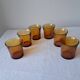 6 Vintage Amber Water Glasses. DURALEX