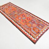 Red Orange Tribal Vintage Runner Rug, 101x297Cm