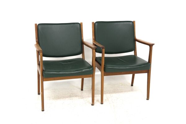 Set de 2 fauteuils en cuir, Karl Erik Ekselius, Suède, 1960