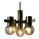 Lustre en laiton et verre fumé attr. H. Agnes Jacobsson, années 1960, Suède