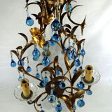 Lustre pampilles bleues a 3 feux