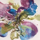 Plate signed by Zao wou - ki 1986, Orchid design