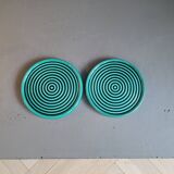 Pair of green porcelain bottle coasters
