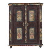 Rustic Farmhouse Folk Art Painted Bridal Cabinet 1844