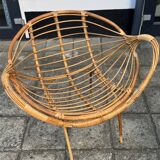 Chaises italiennes modernes en rotin et métal du milieu du siècle