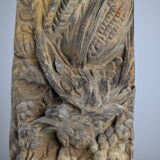 Relief en bronze antique représentant la nature et les oiseaux, années 1900
