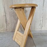 Folding pine stool - Design attributed to Roger Tallon or Adrian Reed or Pierre Lota - 1980
