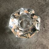 Glass table candle holder or crystal cast faceted diamond shape