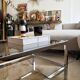 Table Basse Vintage Chrome & Verre Fumé (Style Belgo Chrom)