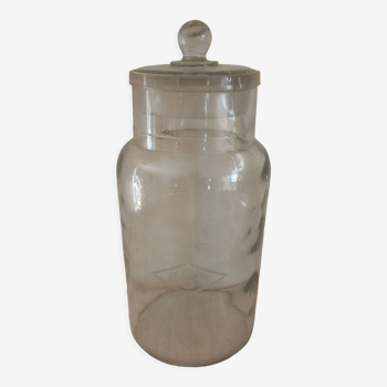 Large confectioner jar, old engraved candy BSM