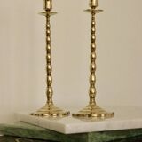 Pair of mid-century Swedish brass candle holders