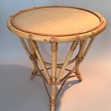 Tripod table in bamboo and rattan from 1960.