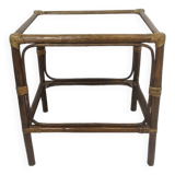 Rattan and glass coffee table