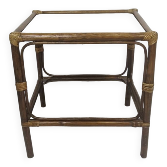 Rattan and glass coffee table