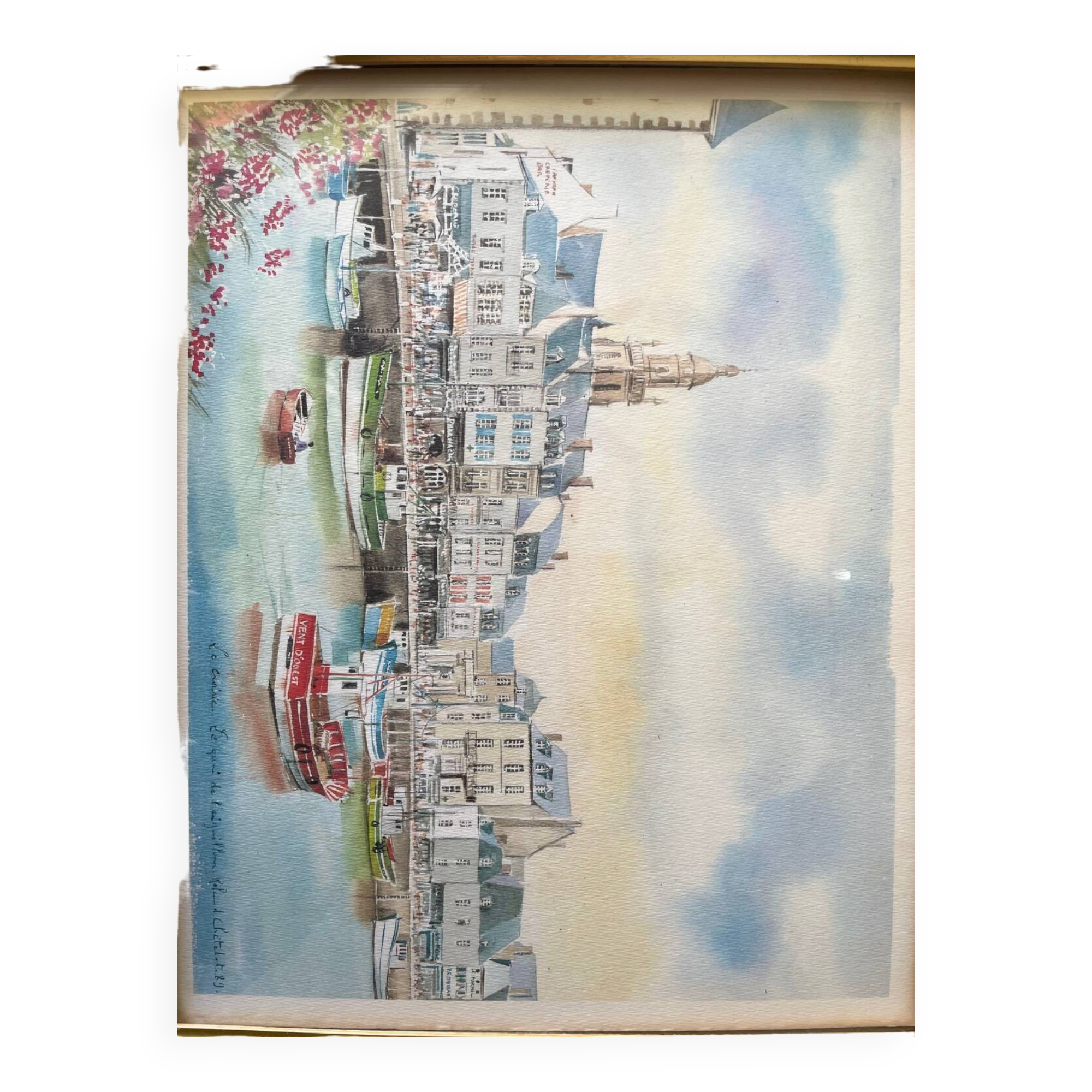 Painting Le Croisic the quay of the aiguille Roland Chetelat 89