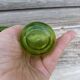 Vintage 1970 set of 2 small green blown glass vases