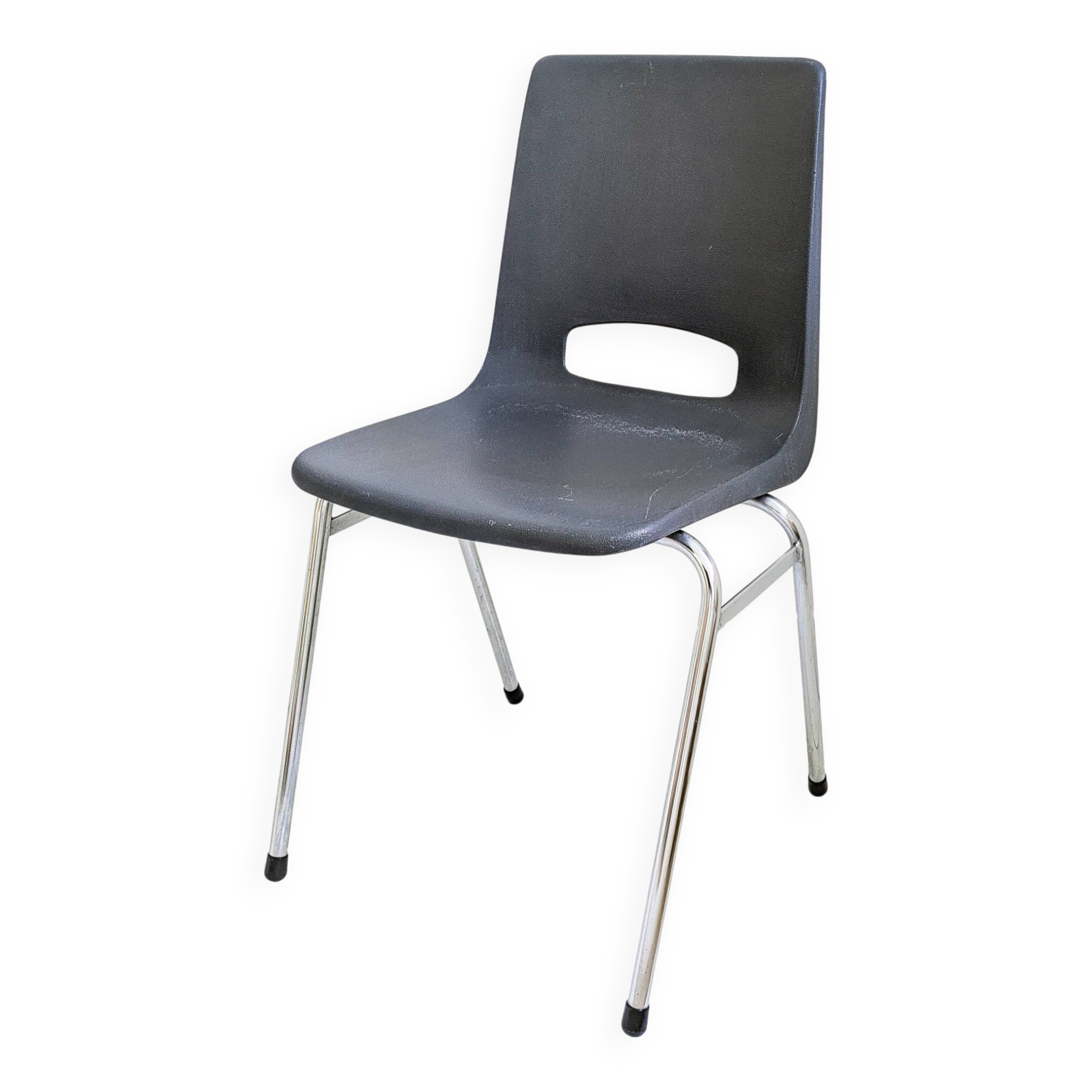 Chaise vintage Mid-Century coque plastique et piètement tubulaire