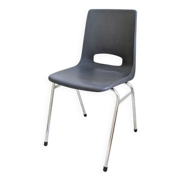 Chaise vintage Mid-Century coque plastique et piètement tubulaire