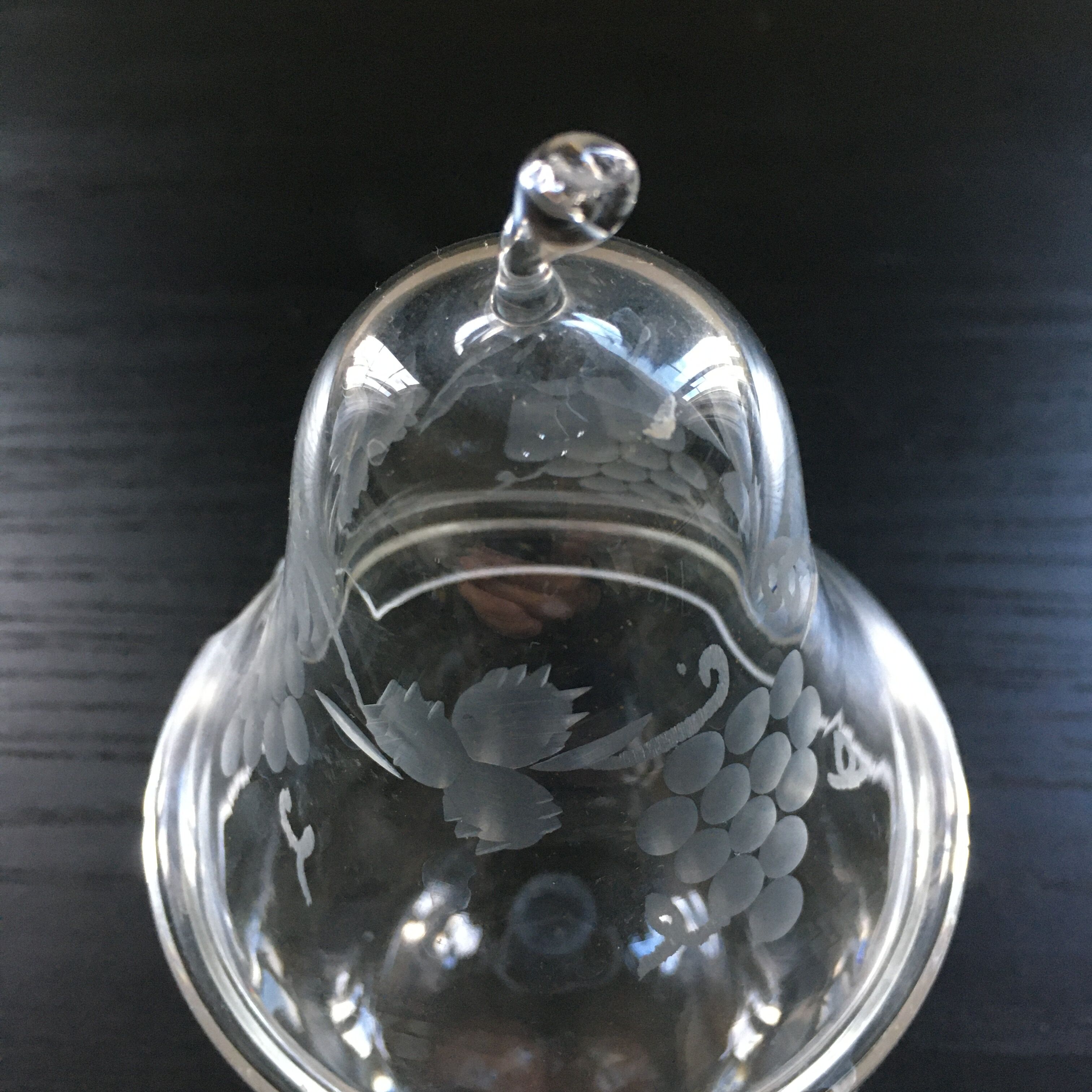 Engraved glass pear box