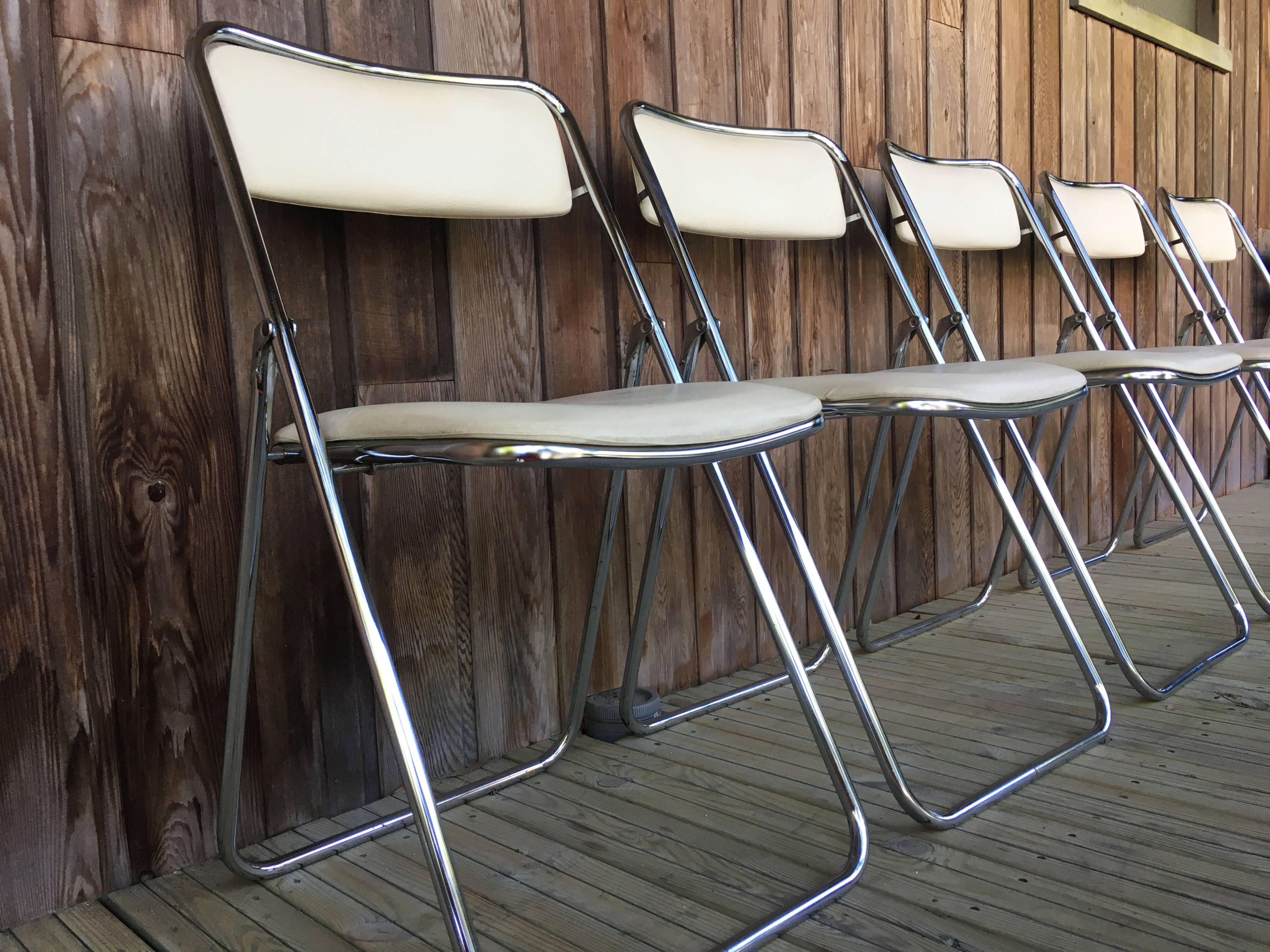 Set of 5 folding chairs 1970 chrome