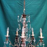 Bronze crystal chandelier.