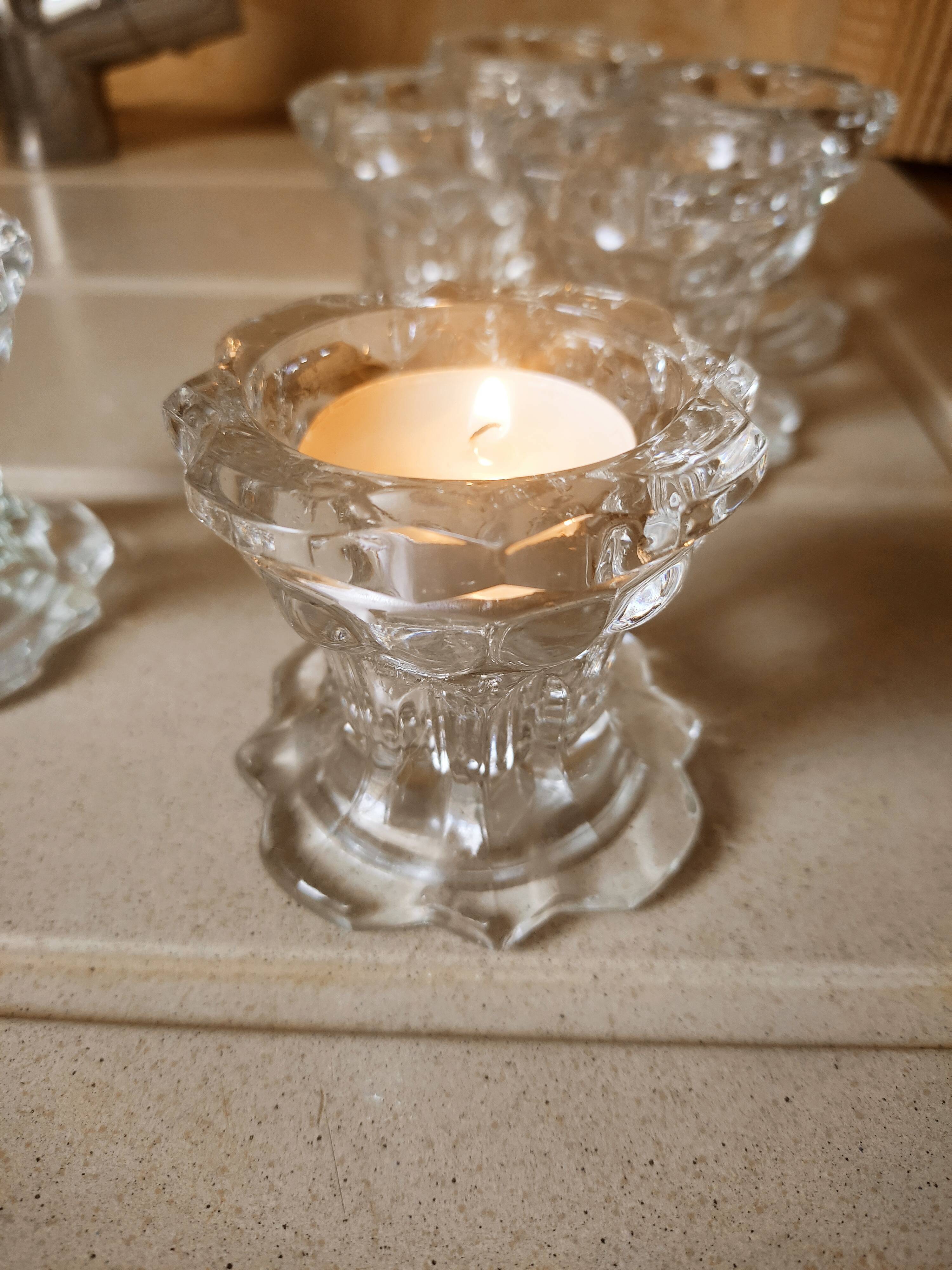 6 Reims glass candle holders