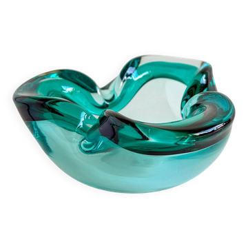 Turquoise Sommerso glass ashtray or decorative bowl from Murano