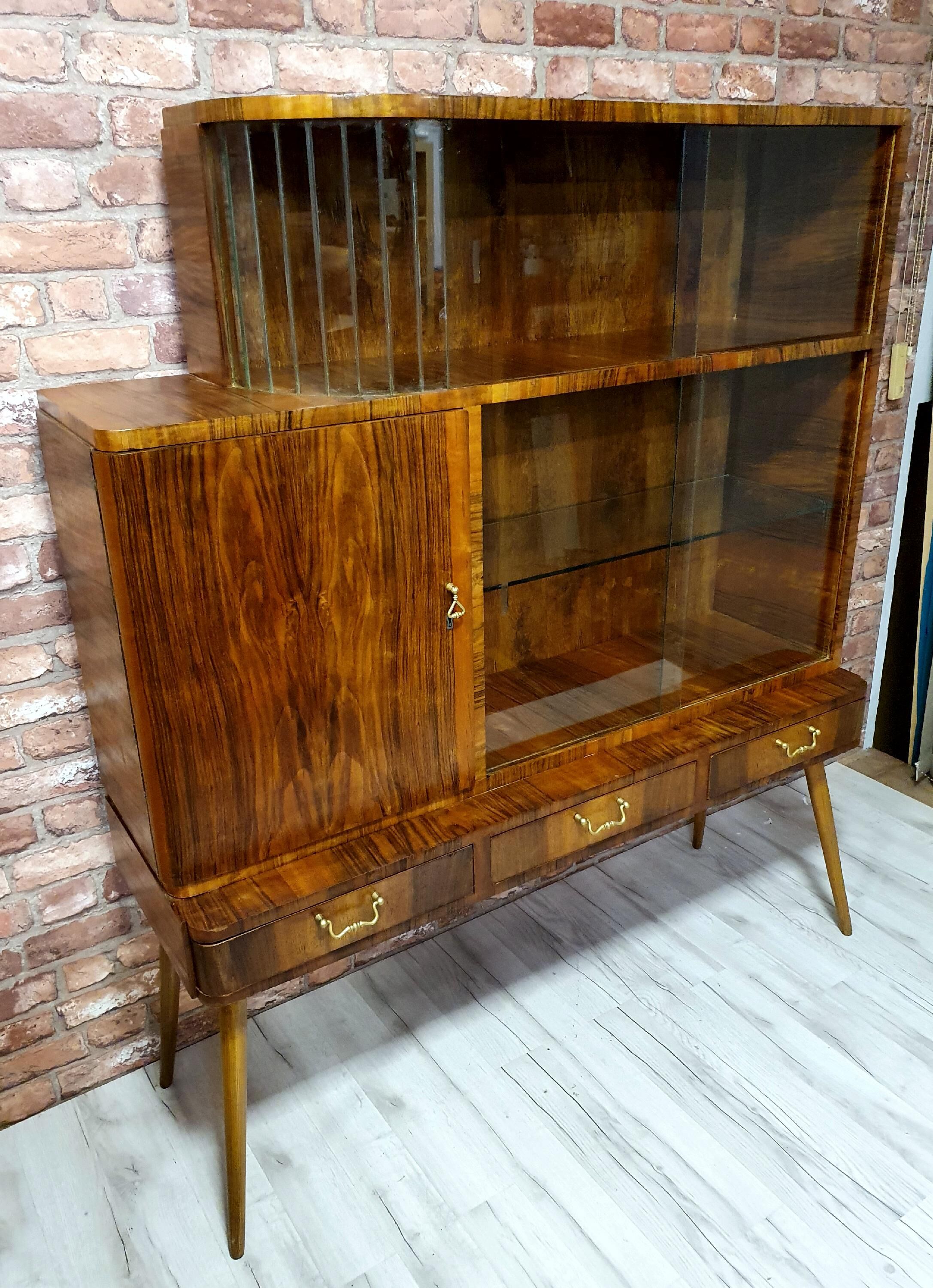 Unique art deco cabinet with drawers. Poland 1950s