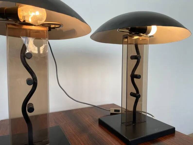 Pair of Big Design mid century Table Lamps by Kamenicky Senov, 1980s