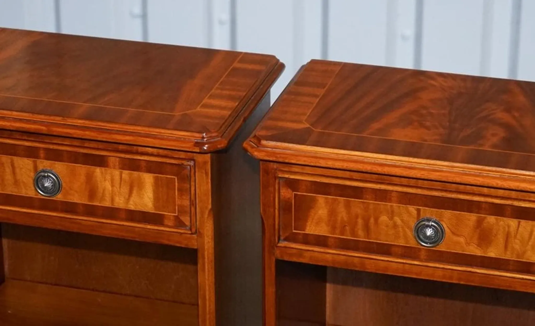 Vintage Georgian Style Walnut Bedside Tables, Set of 2