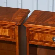 Vintage Georgian Style Walnut Bedside Tables, Set of 2