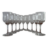 9 verres vin rouge cristal de Baccarat modèle Capri signés - 15 cm