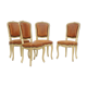 Série de 4 chaises cuir marron de style Louis XV