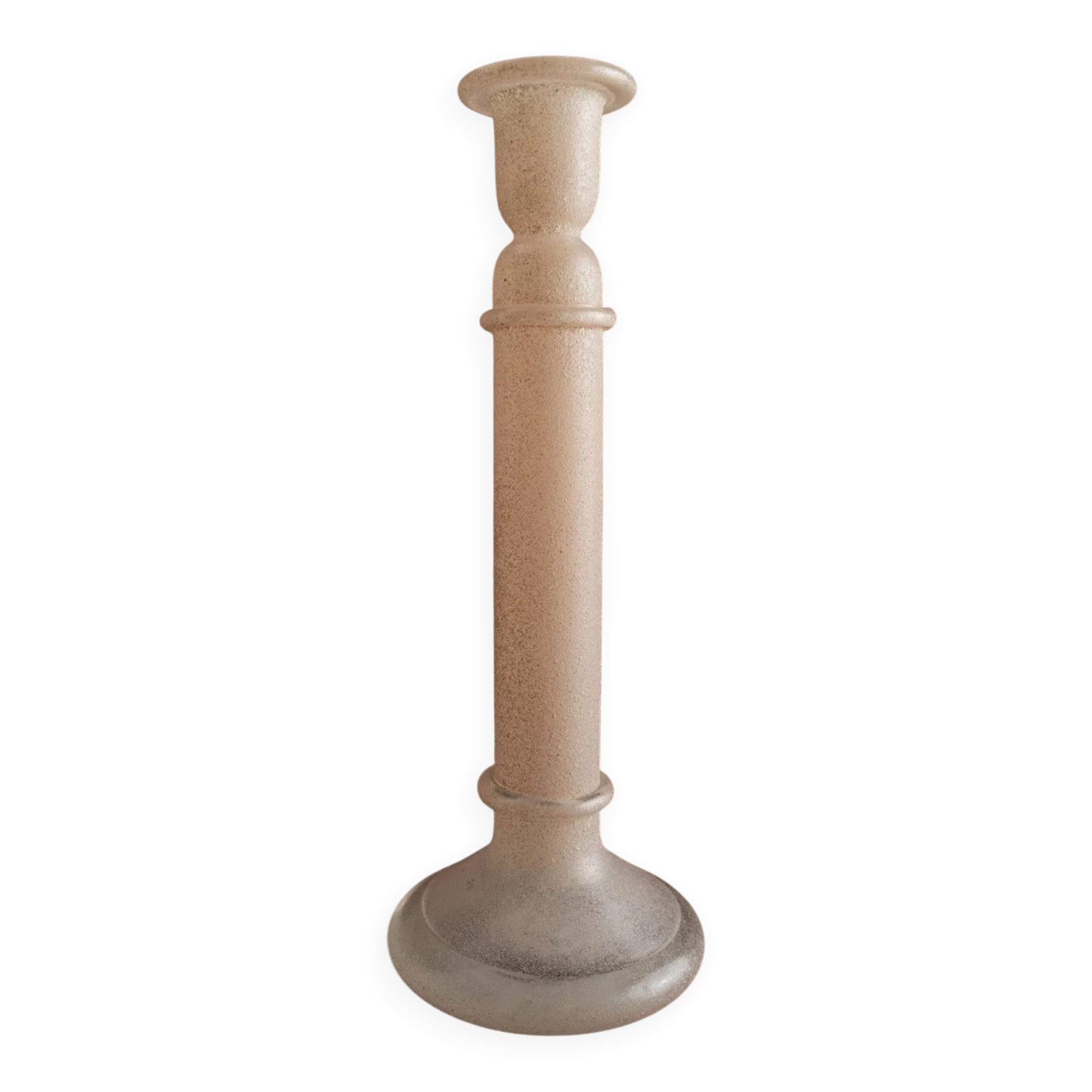 Murano pink Scavo glass candlestick - classic 1970s Italian candle holder, hand-made