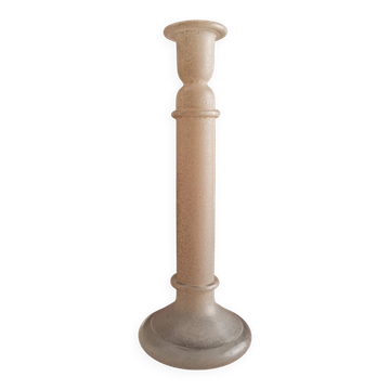Bougeoir en verre Scavo rose de Murano - porte-bougie italien classique des années 1970, fait à la main